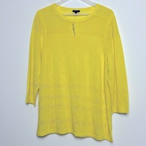 Talbots NEW Bright Yellow Lightweight Tunic Sweater Linen Blend Summer Comfort